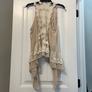 Cream Ruffle / Lace Vest